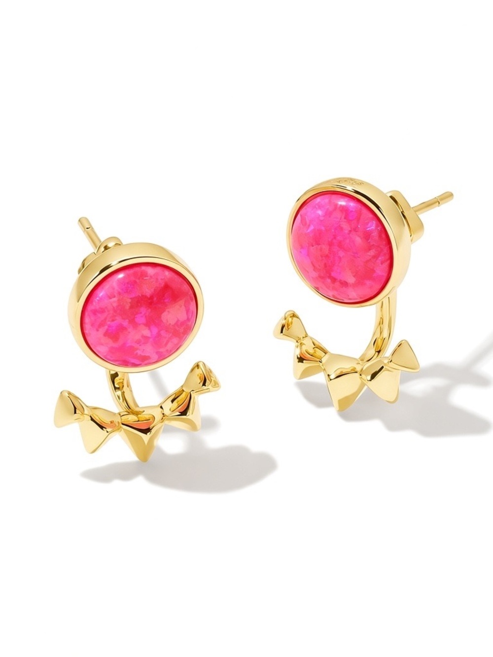 Kendra Scott Sienna Gold Ear Jacket Earrings in Bright Pink Kyocera Opal